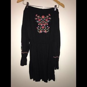 Hollister black strapless floral print dress